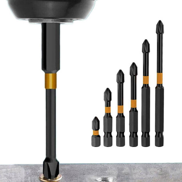 6PCS Magnetic Drill Bit Cross Head Impact Screwdriver Drills Anti-Slip Bits Set