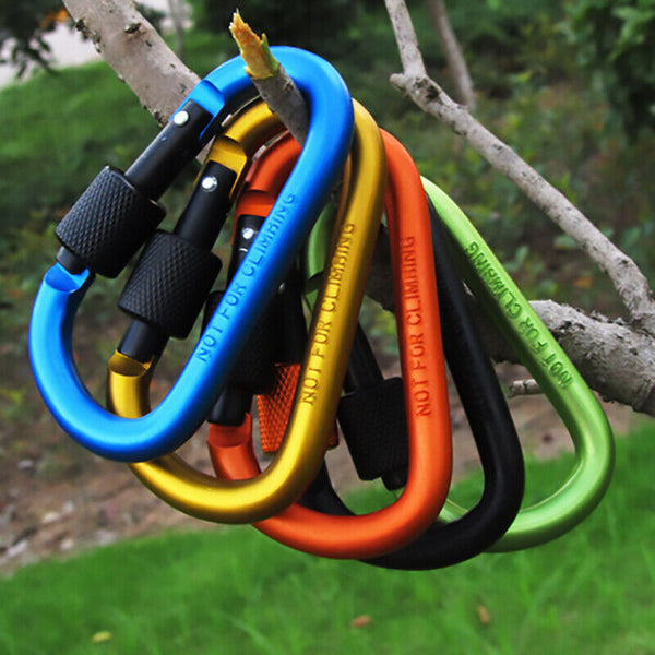 Aluminum Snap Hook Carabiner D-Ring Screw Key Chain Clip Lock Camping Keyring