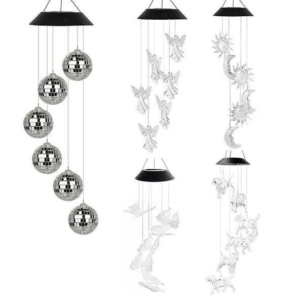 Colour Changing Wind Chimes LED Light Hanging Decor Outdoor Solar Powered Garden