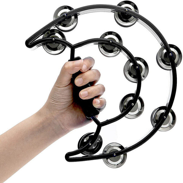 Double Half Moon Tambourine Musical Percussion Instrument Bell Beat Drum ABS AU