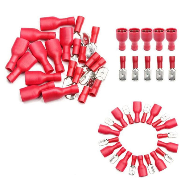 100PCS Insulated Spade Crimp Terminal Kit Cable Electrical Wire Splice Connector