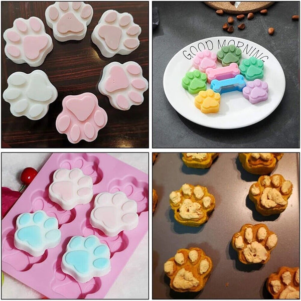 2pcs Silicone Dog Paw Bone Cake Chocolate Mold Cookie Baking Ice Mould Tools AU