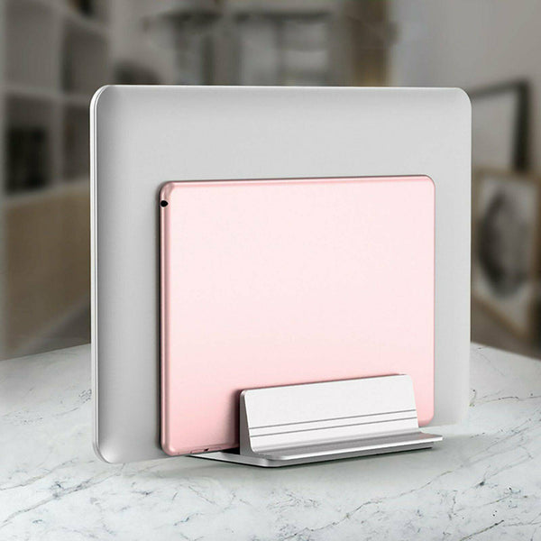 Aluminum Vertical Laptop Stand Desktop Holder Space-Save Shelf For Macbook iPad