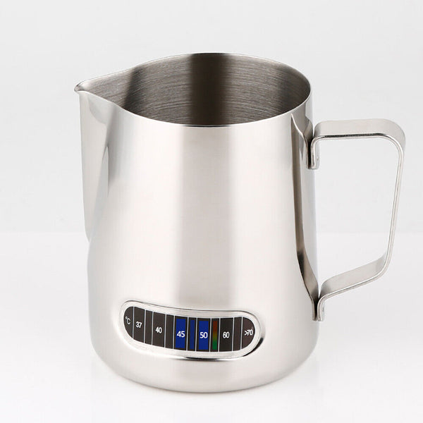 600ml Pitcher Jug Espresso Frothing Thermometer Milk Coffee Stainless Steel
