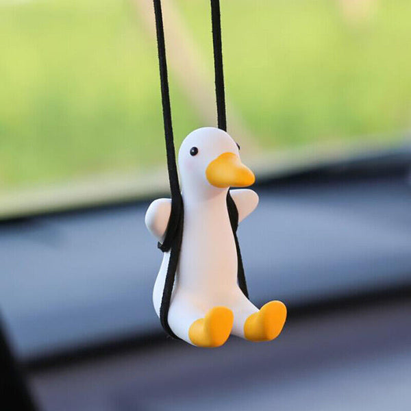 Car Pendant Cute Anime Little Duck Swing Auto Rearview Mirror Hanging Ornament