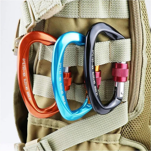 25KN Screwgate Locking Rock Climbing Carabiner Clip Aluminum D Ring Hook Buckle