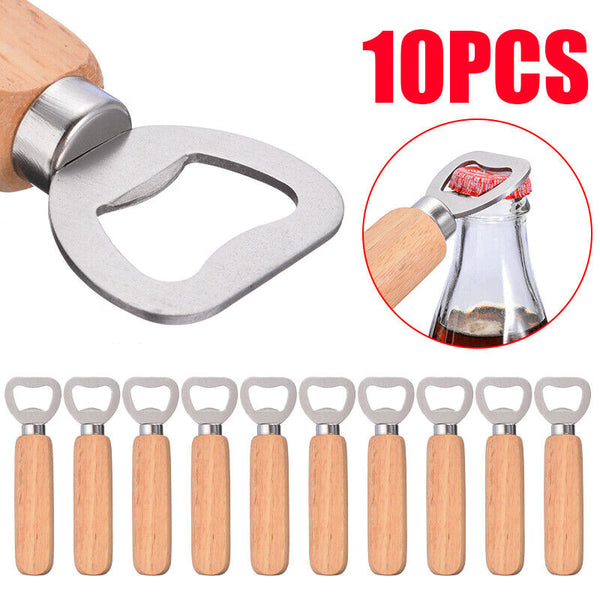 10pcs Wood Wooden Handle Bottle Opener Beer Wine Cap Opening Open Tools AU NEW