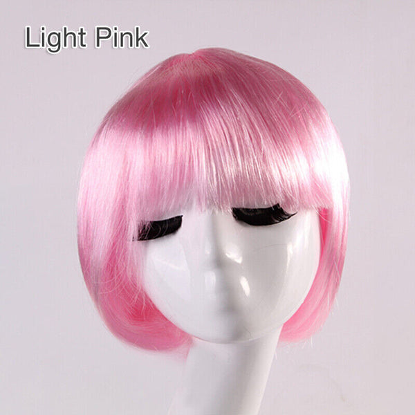 Womens Short Straight BOB Sleek Hair with bang Synthetic Cosplay Wig Wigs Party