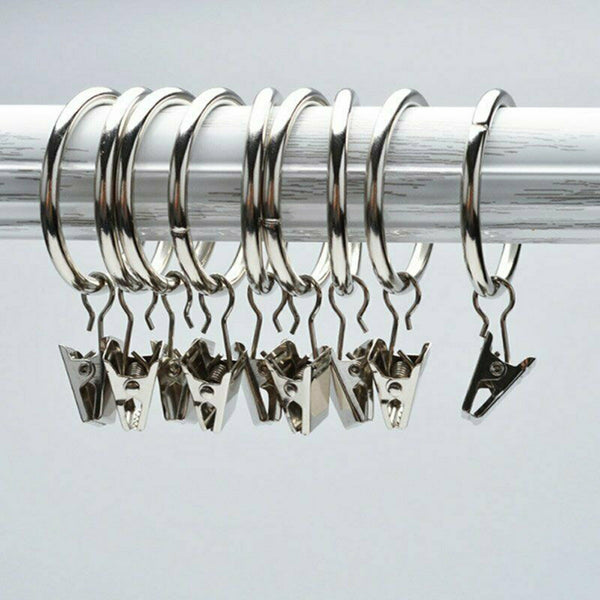 20X Multipurpose Window Curtain Clothes Metal Clips Rings Hook Hanging Silver AU