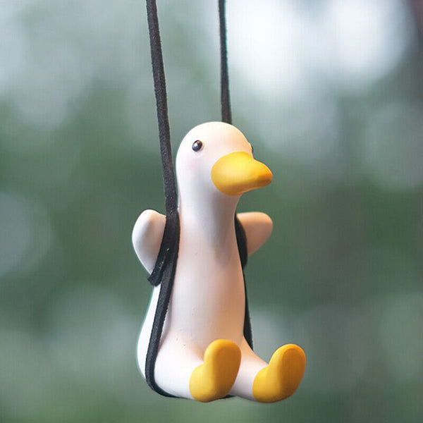 Car Pendant Cute Anime Little Duck Swing Auto Rearview Mirror Hanging Ornament