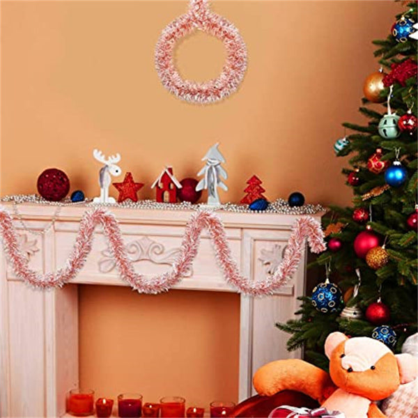 1/2/5PCS Christmas Rose Gold Tinsel Garland Xmas Party Tree Home Decor Ornaments