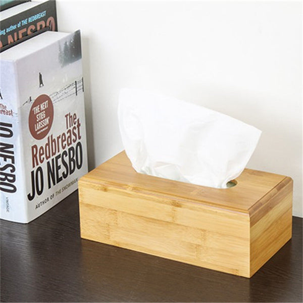 Tissue Box Paper Wooden Cover Holder Dispenser Storage Case Home Office Bamboo