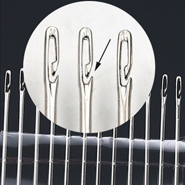 Stainless Steel Self-threading Needles Opening Hand Sewing Needles Darning Set