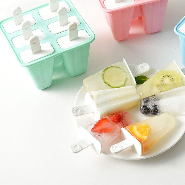 Silicone Ice Cream Mould Block 6 Cavity Frozen Molds Icy Pole Jelly Ice Lolly AU