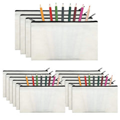 20Pcs Canvas Zipper Pouch Bags Canvas Makeup Bags Pencil Case Blank DIY Craft AU