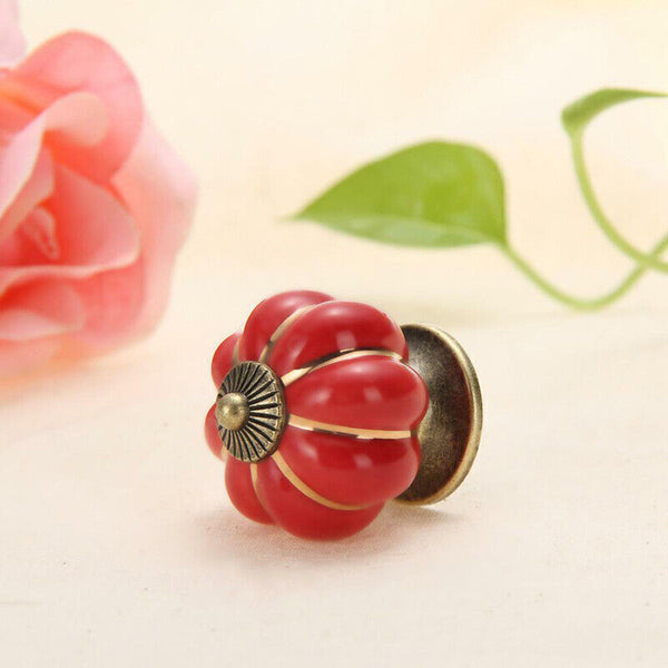 Vintage Ceramic Doorknobs Pumpkin Cupboard Kitchen Cabinet Drawer Pull Handle AU