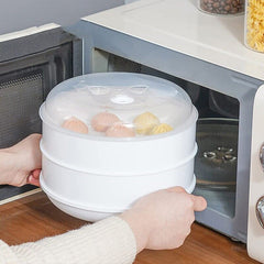 Microwave Steamer 2 TIER Double layer Cooking Meals Vegetables Kitchen Appliance