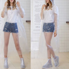 2pcs Clear Rain Coat Adult Rain Poncho Disposable Emergency Raincoat Plastic AU
