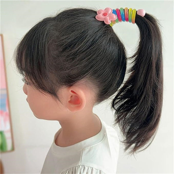 5PCS Colorful Telephone Wire Hair Bands Bowknot Braided Wire Hair Bands for Kids