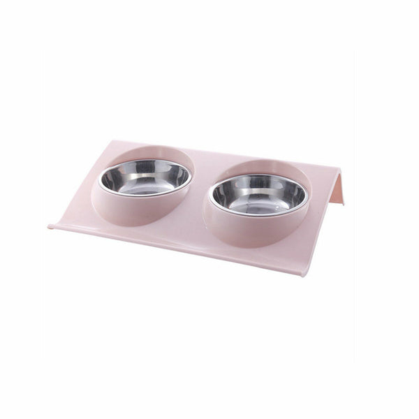 Stainless Steel Double Pet Bowl Twin Dog Food Feeder Station Dish Water Cat AU