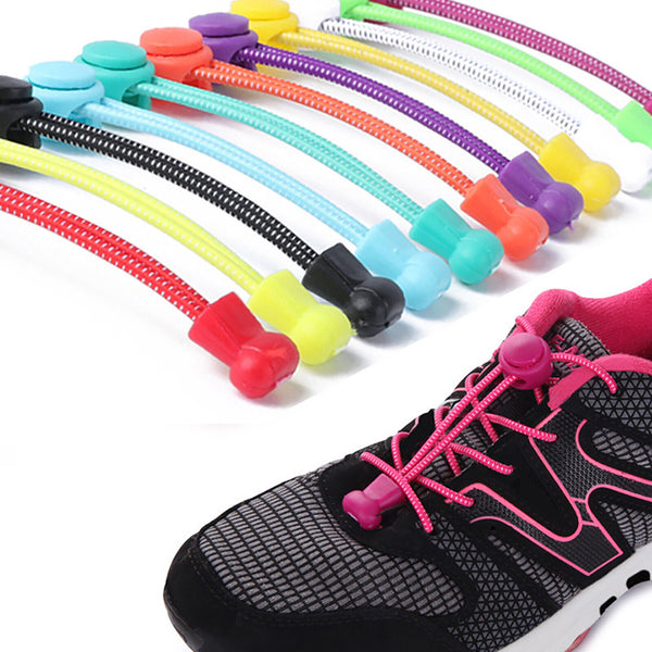 2-Pairs No Tie Shoelaces Elastic Lock Shoe Laces For Adults Kids Sports Sneaker