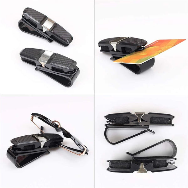 4pcs Car Glasses Holder Clip Case Sunglasses Eyeglasses Ticket Card Clip Holder