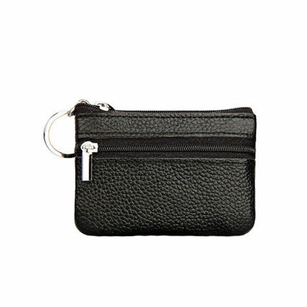 Coin Small Change Bag Card Wallet Pouch Zip Up Women Key Ring Leather Mini Purse