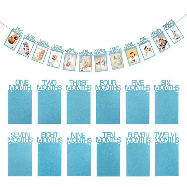 1st Baby 1-12 Month Photograph Banner Glitter Garland Birthday Party Decorations