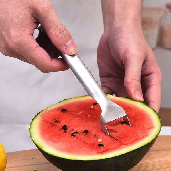 Multifunctional Watermelon Fork Slicer Cutter Stainless Steel Fruit Fork Tools