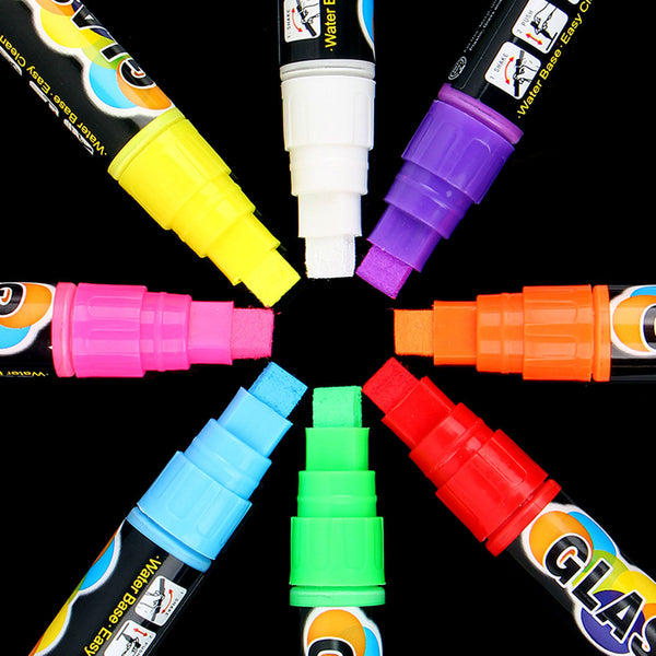 8Colours 15mm Liquid Chalk Marker Pens LED Writing Board Glass Art Pen Window AU