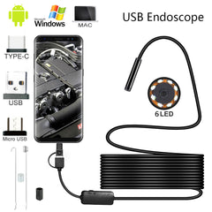Waterproof HD Endoscope USB Type-C Borescope Inspection Snake Camera For Android