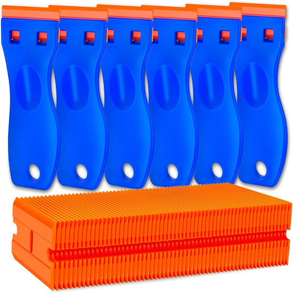 2X Sticker Scraper + 100 Plastic Razor Blade Good Grip Vinyl Wrap Remove Tool AU