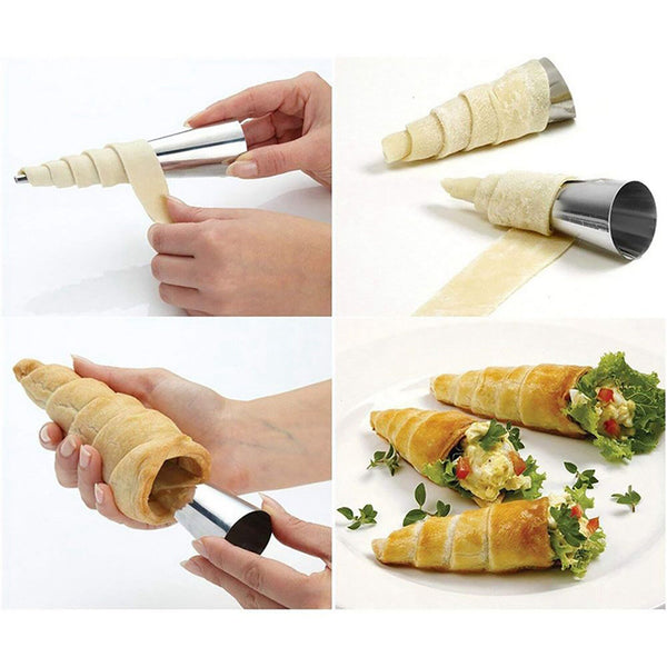 27PCS Croissant Stainless Steel Bread Baking Tube Cream Horn Mould Pastry Mold