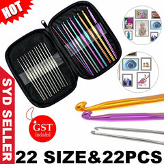 22 Sizes Multi Colored Crochet Hooks Yarn Knitting needles 0.6-6.5mm set 22 pcs