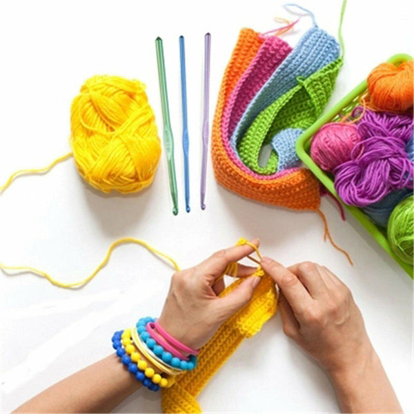 12 Size Multi Coloured Aluminium Crochet Hooks Yarn Knitting Needles 2-8mm Set A