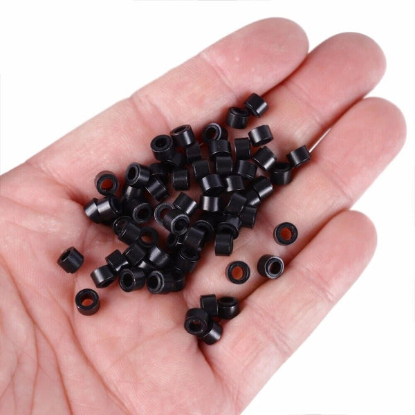 Hair Extension Micro Rings Beads 200-400x Silicone Lined MicroBead 5 x 3mm Links