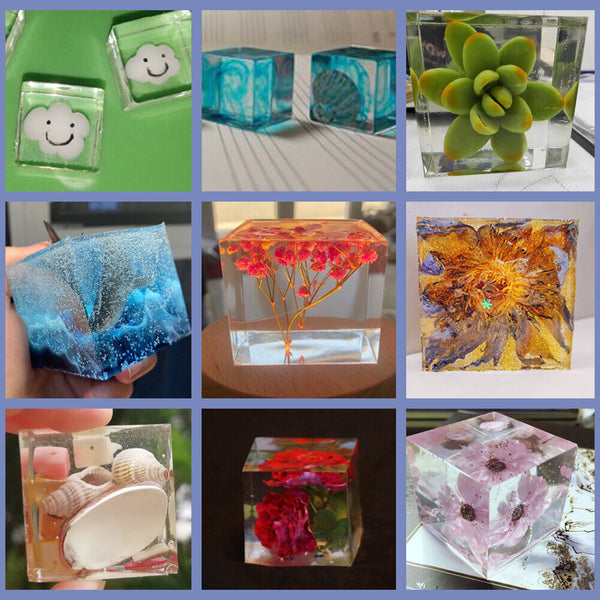 Square Cube Resin Casting Mold Silicone Dried Flower Specimen Making Epoxy Mould