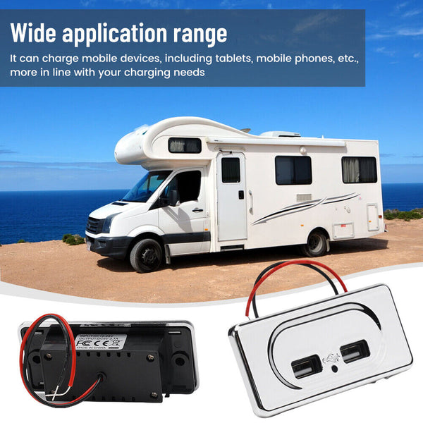 3.1A 12V Dual USB Ports Fast Charger Socket Power Outlet Panel Caravan UNIVERSAL - Lets Party