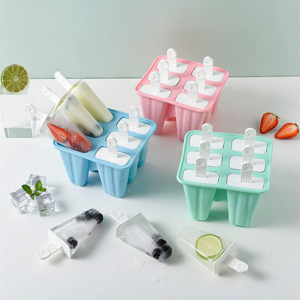 Silicone Ice Cream Mould Block 6 Cavity Frozen Molds Icy Pole Jelly Ice Lolly AU