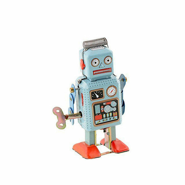 Walking Tin Robot Kids Toy  Gift Mechanical Metal Clockwork Wind Up Vintage