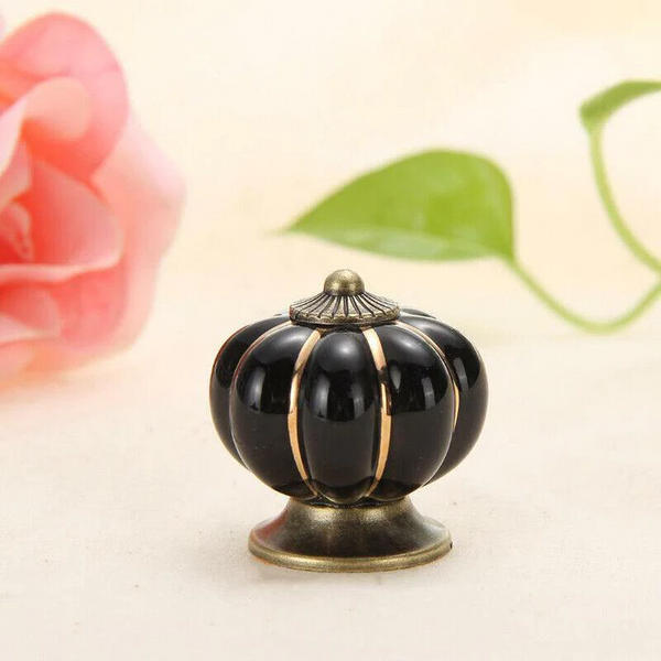 Vintage Ceramic Doorknobs Pumpkin Cupboard Kitchen Cabinet Drawer Pull Handle AU