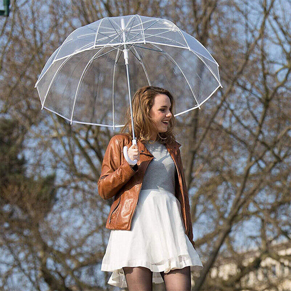 5PCS Clear Dome Umbrella Wedding Rain Transparent Parasol Handle Waterproof AU