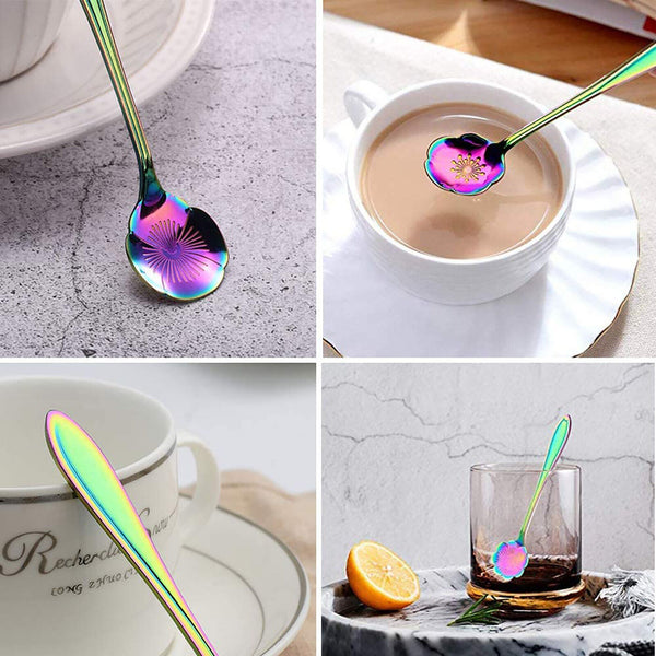 8PCs Flower Teaspoon Set Stainless Steel Spoons Tea Cake Dessert Cutlery Set AU