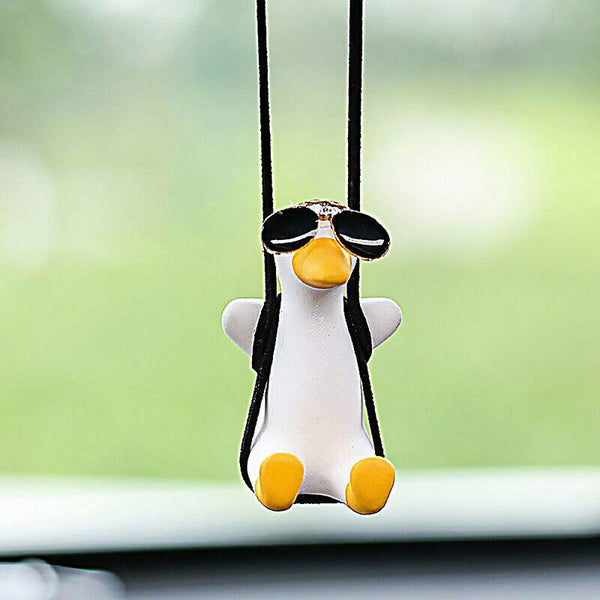 Car Pendant Cute Anime Little Duck Swing Auto Rearview Mirror Hanging Ornament