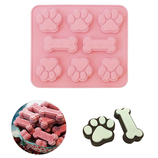 2pcs Silicone Dog Paw Bone Cake Chocolate Mold Cookie Baking Ice Mould Tools AU