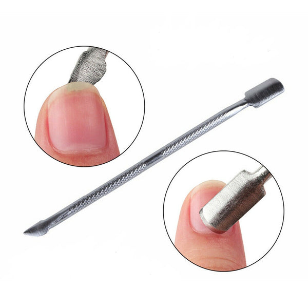 Stainless Steel Cuticle Nail Pusher Double Ended Spoon Nail Art Tool Pedicure - Lets Party