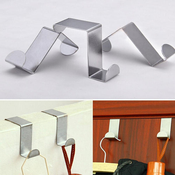 10x Stainless Steel Over the Door Hooks Kitchen Towel Holder Clothes Bag Hanger