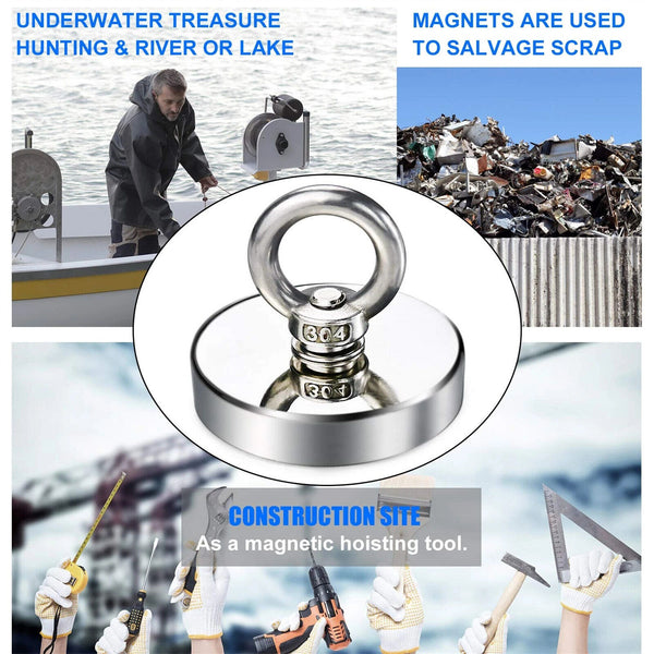 1/2PCS Magnet Salvage Recovery Neodymium Strong Hook Fishing Treasure Hunting AU
