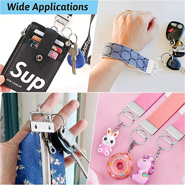 20-100PCS Key Fob Hardware Keychain Split Ring Wrist Wristlet Cotton Tail Clip