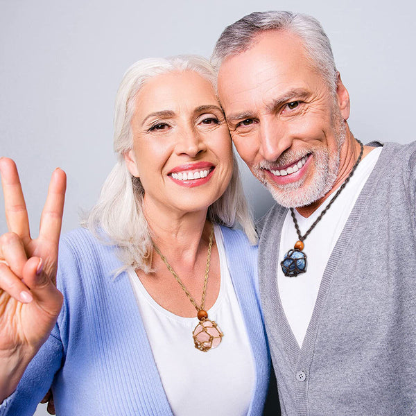 2PCS Empty Stone Holder Necklace Crystal Quartz Gemstone Cage Rope Cord Pendant